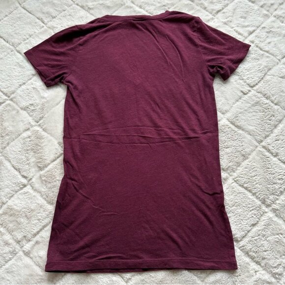 Victoria's Secret PINK | Maroon Logo Short Sleeve V-Neck Tee Shirt | Size Small - Picture 3 of 8